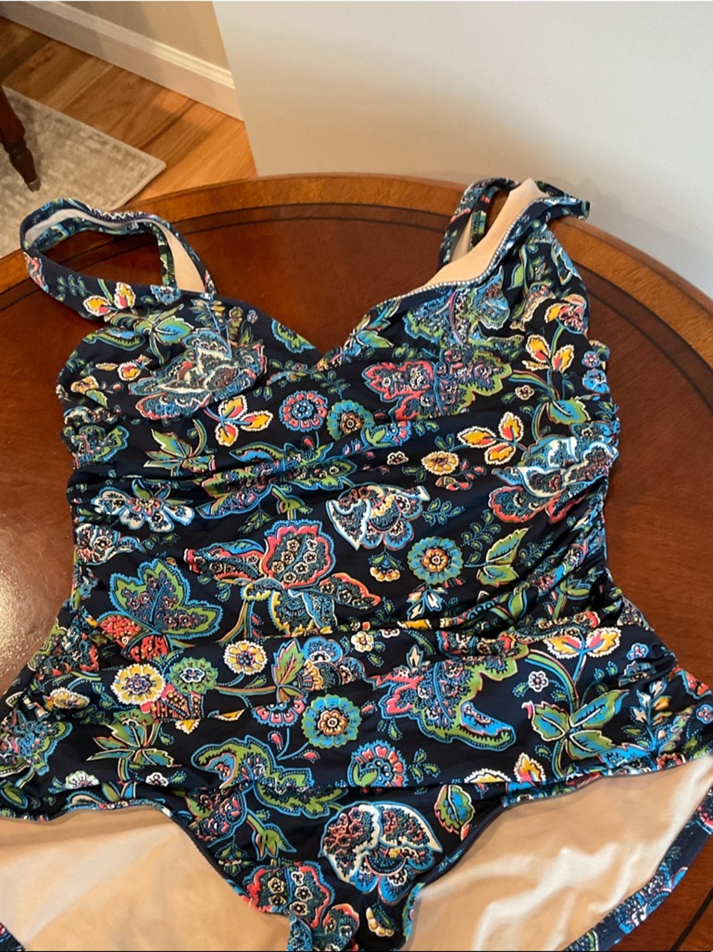 J. Crew Navy One-Piece Swimsuit with Multicolor Floral Print